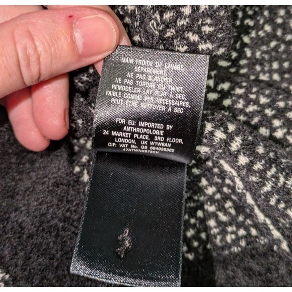 Moth Anthropologie Sweater S Lana Black White Terry Cloth 3/4 Sleeve Zipper Back - Picture 9 of 10